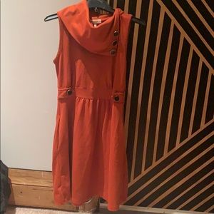 Rust-Color Dress w/ Statement Collar and Pockets!!